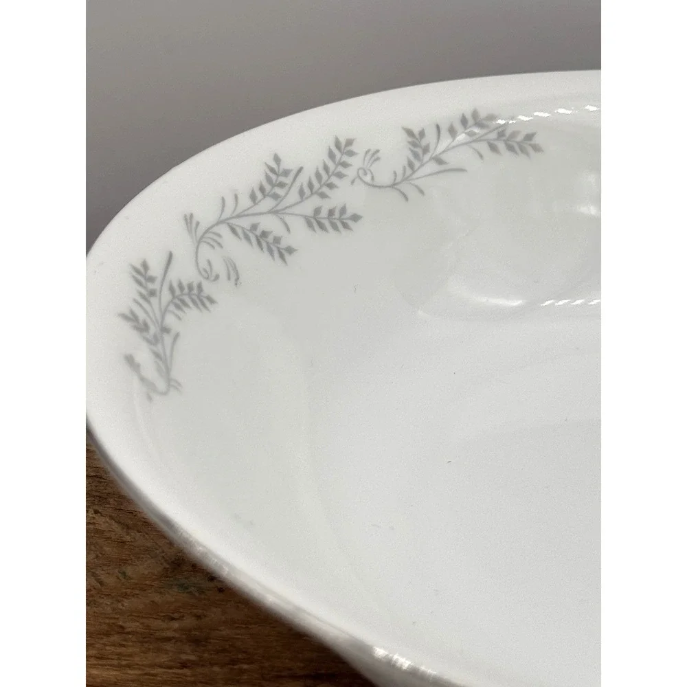 Serving Bowl 9 Inch Royalton China Co Silver Rim Translucent Porcelain Japan VTG